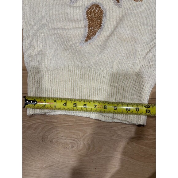 VINTAGE Lillie Rubin Sequin Sweater Ivory Gold White 80s Dolman Knit Size S - Picture 8 of 10